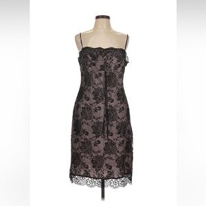VTG Laundry Shelli Segal Lace Midi Slip Dress Sexy y2k 2000 y2k Milkmaid Pink